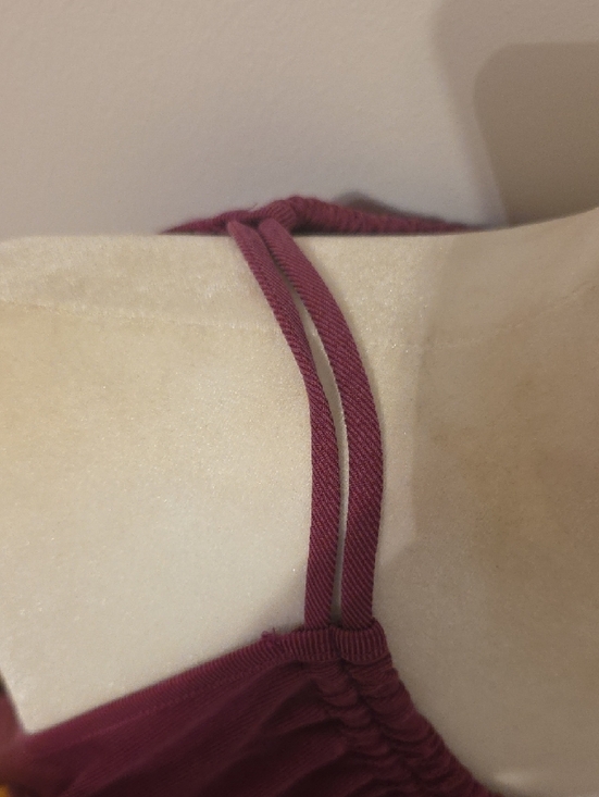 Green Envelope Double-Strap Pleated Halter Top - Burgundy - Picture 4 of 5